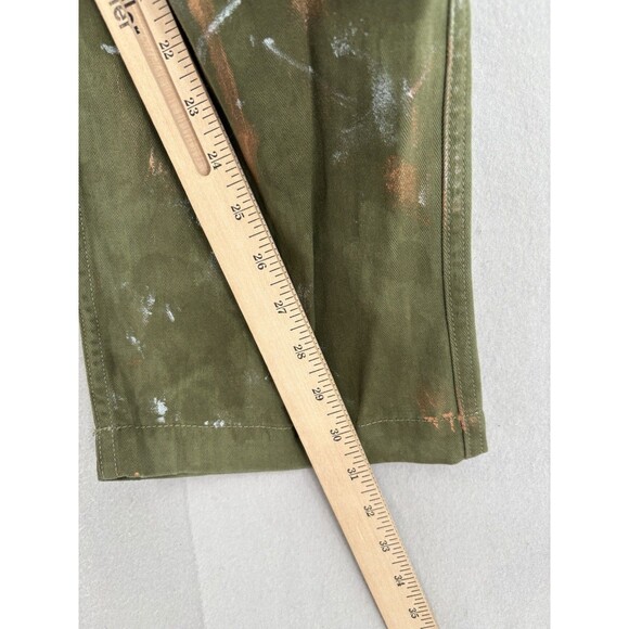 Polo Ralph Lauren sz 8 Pants Paint Splatter Cotton Button Fly Olive Green - Picture 7 of 15
